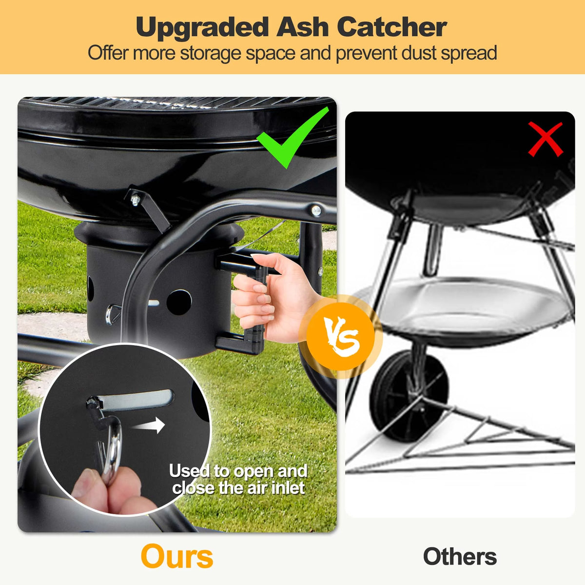 22 inch Charcoal BBQ Grill with Thermometer P8043