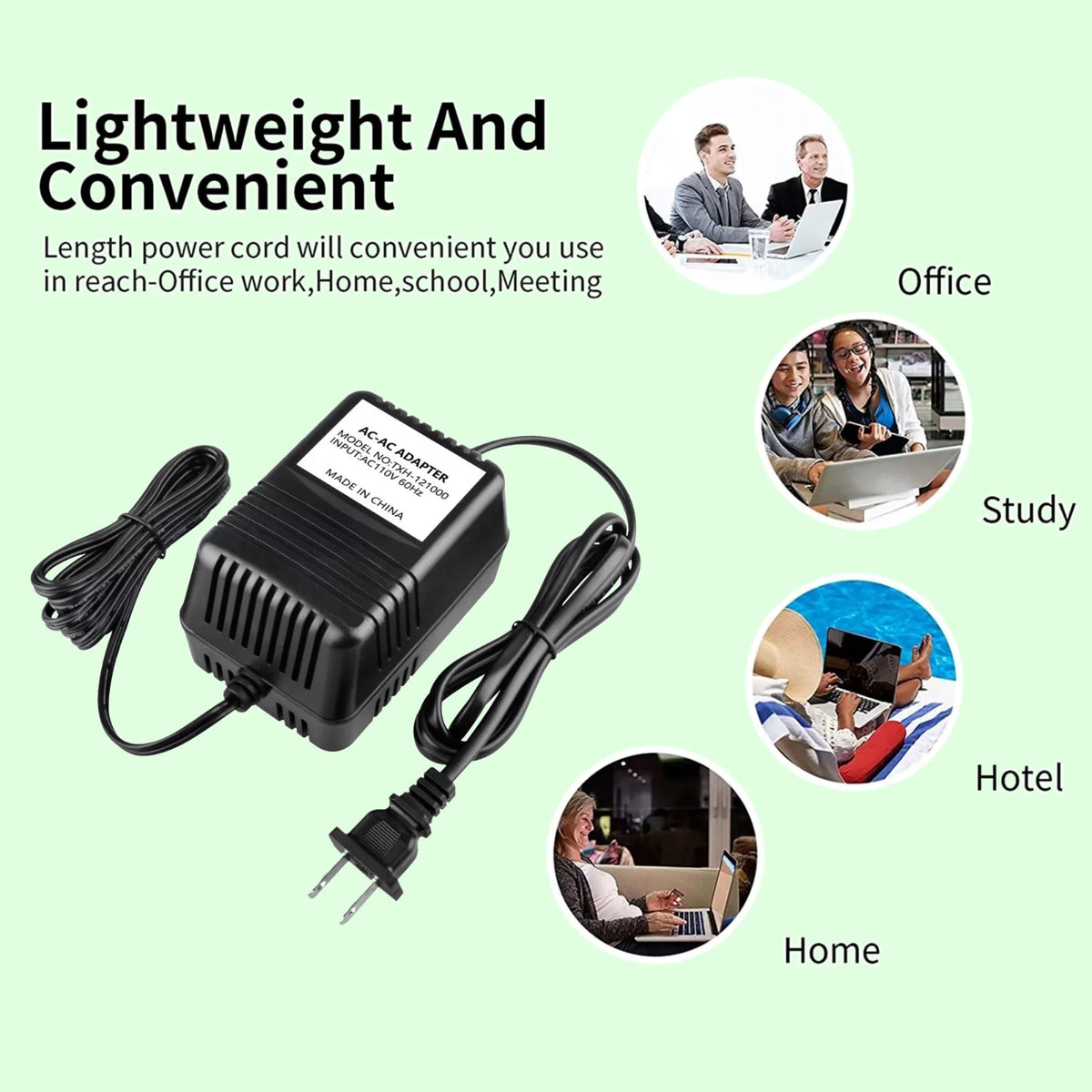 12V AC/AC Adapter Power Supply Charger with Barrel Round Plug Tip P8090