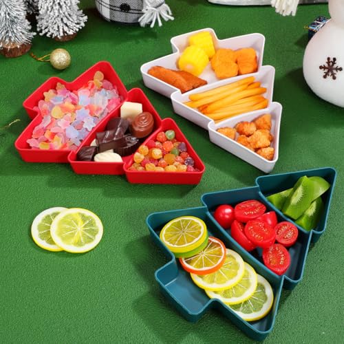 Red Green White Plastic Christmas Tree Snack Tray Set of 3 Z101160