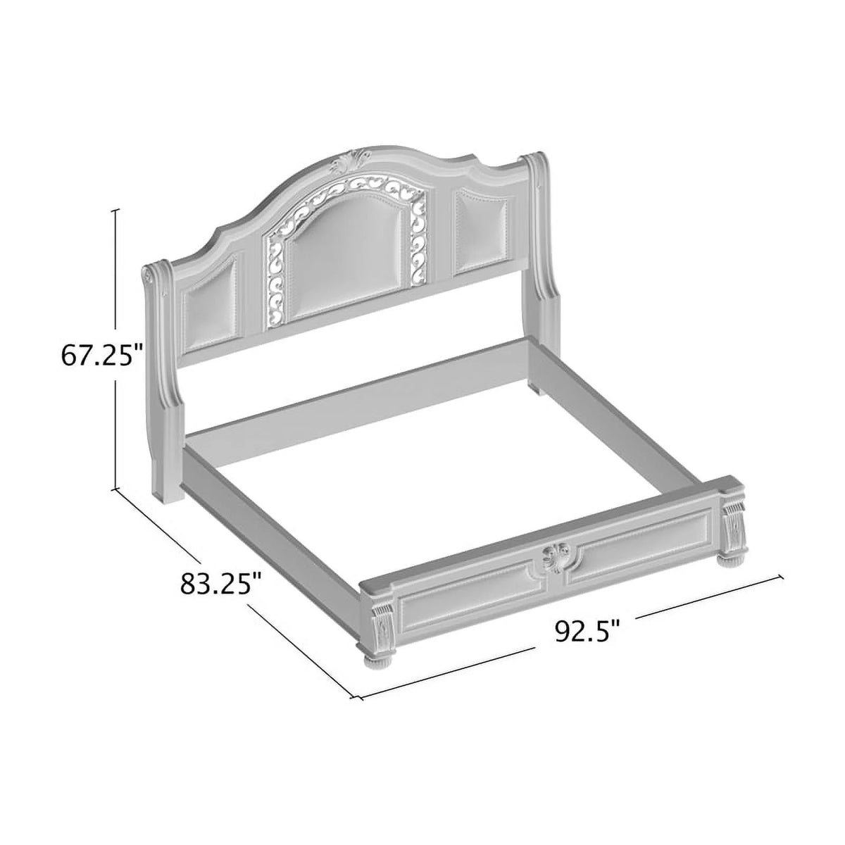 Solid Wood Panel King Bed with Faux Leather T481