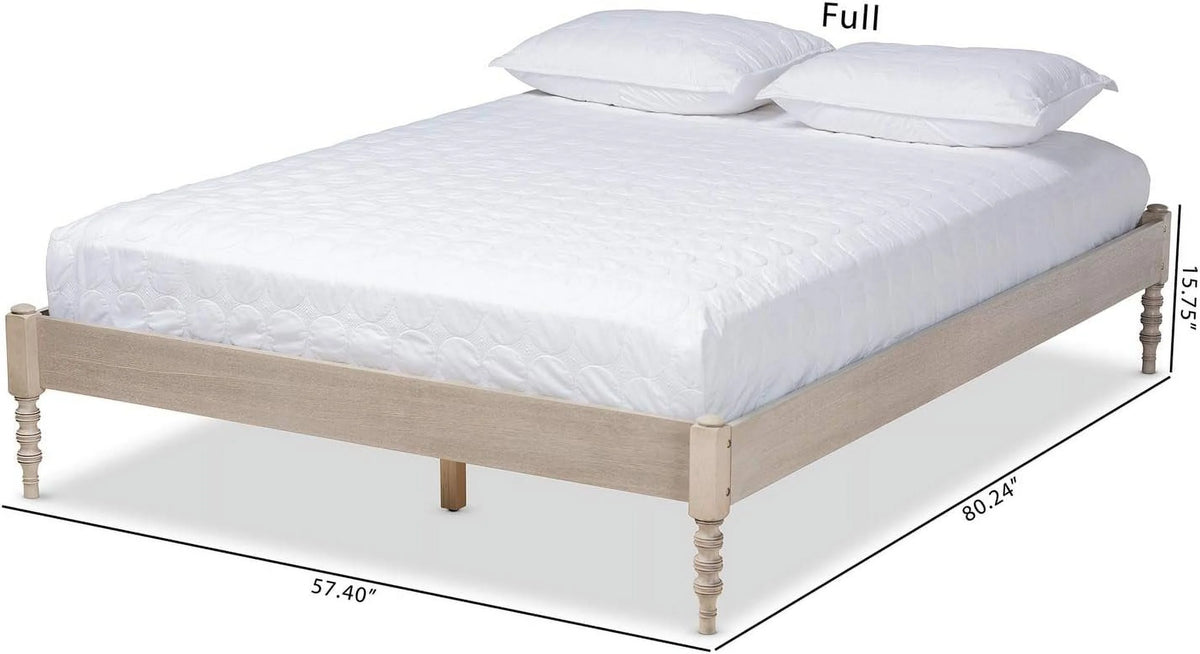 Antique White Oak Wood Full Size Platform Bed Frame S186991