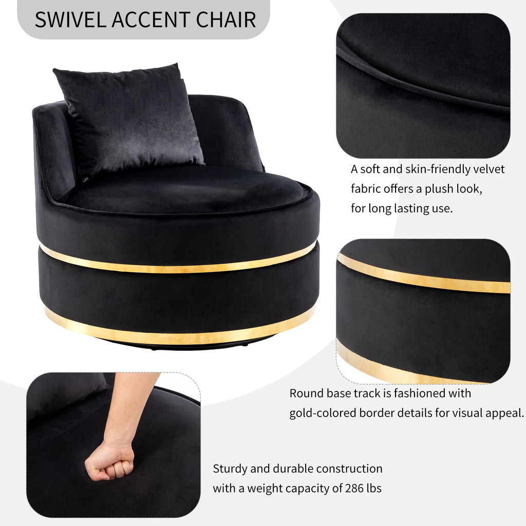 Black Velvet Swivel Barrel Chair X68167