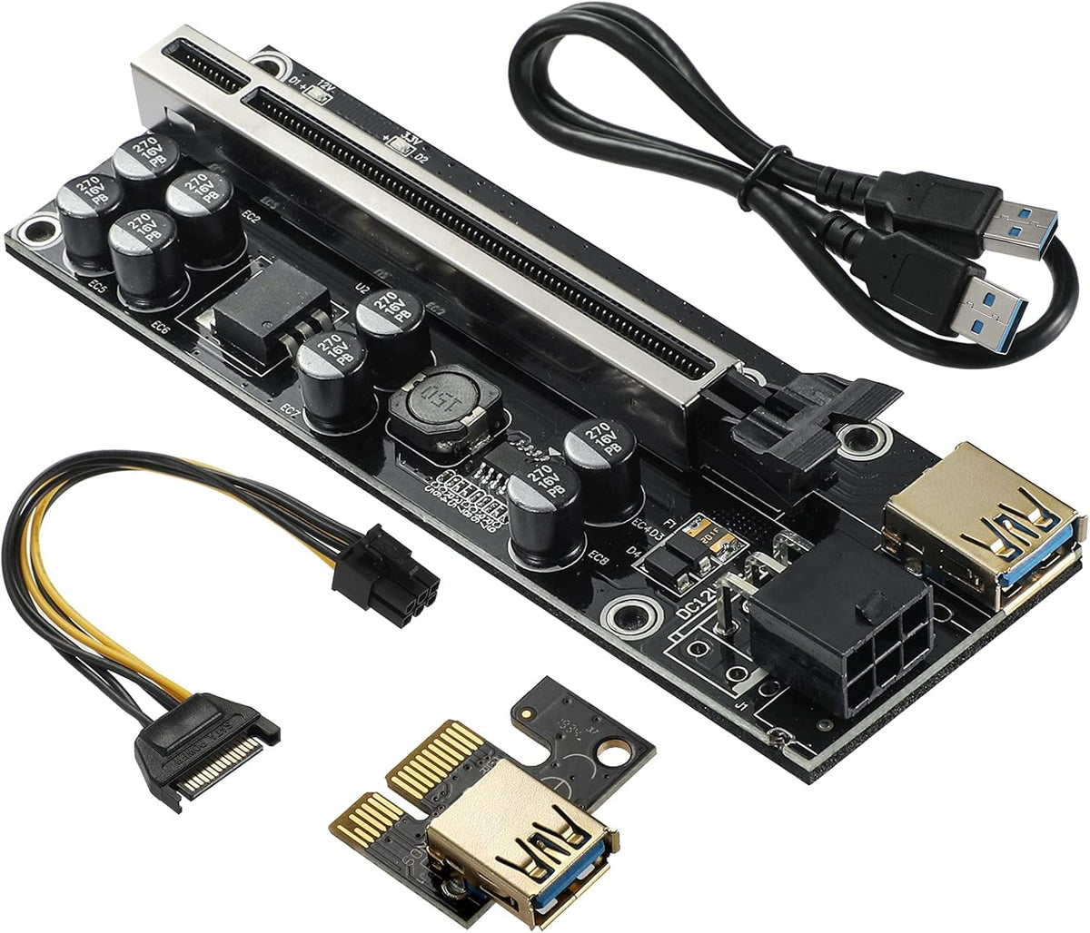 PCIE Riser 10 Solid Capacitors, 60cm USB 3.0 Extension Cable, 6 Pack G901040