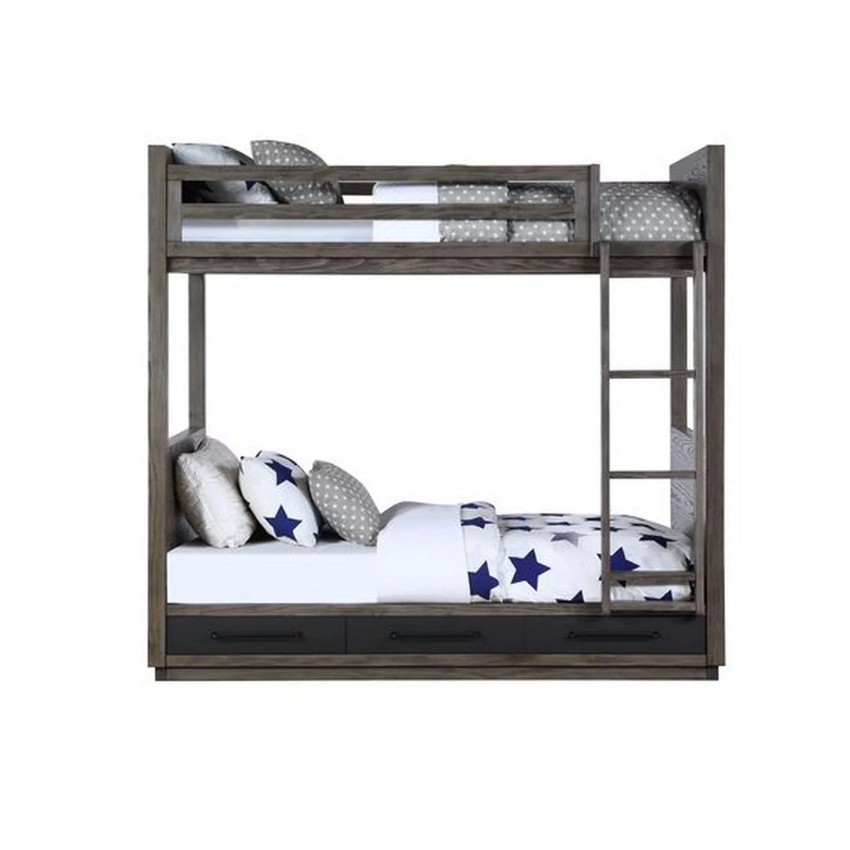 Twin over Twin Bunk with 2 Drawers Oak Gray E473152