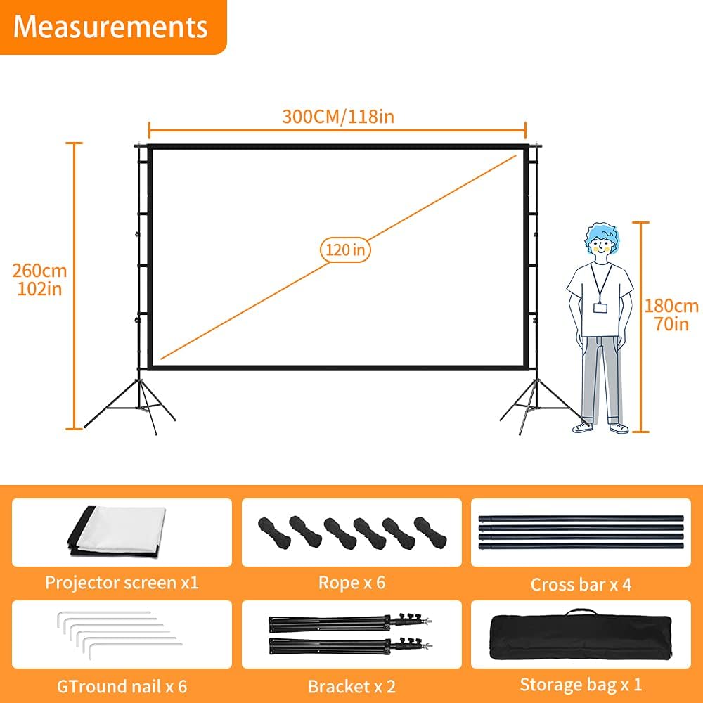 120 inch Portable Projector Screen with Stand and Carrying Bag N96143