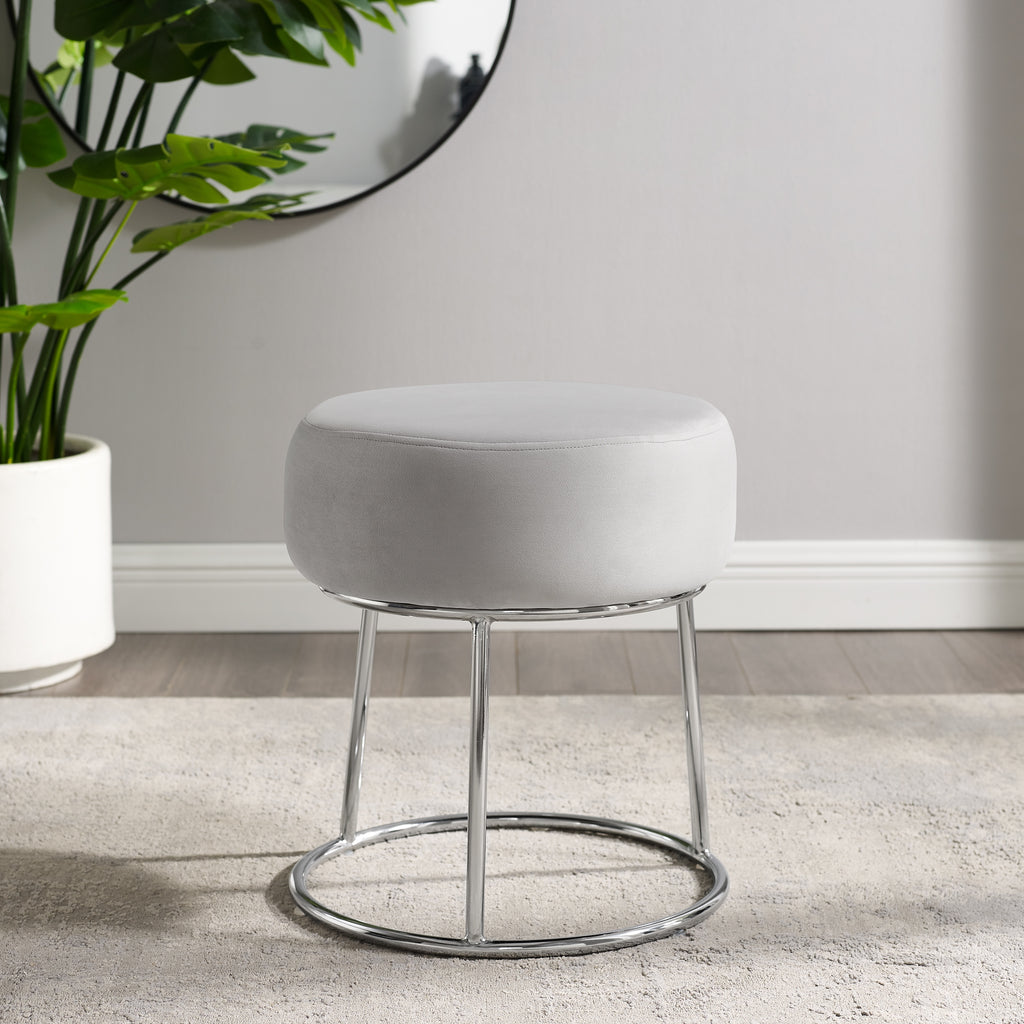 Gray Velvet Vanity Stool K7113