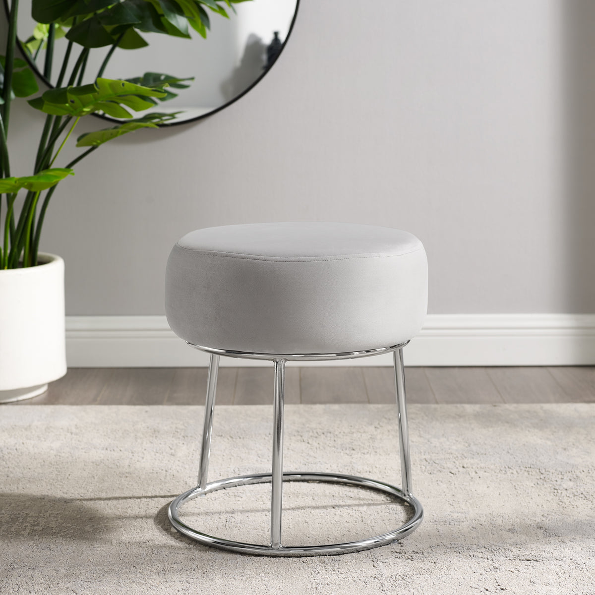 Gray Velvet Vanity Stool K7113
