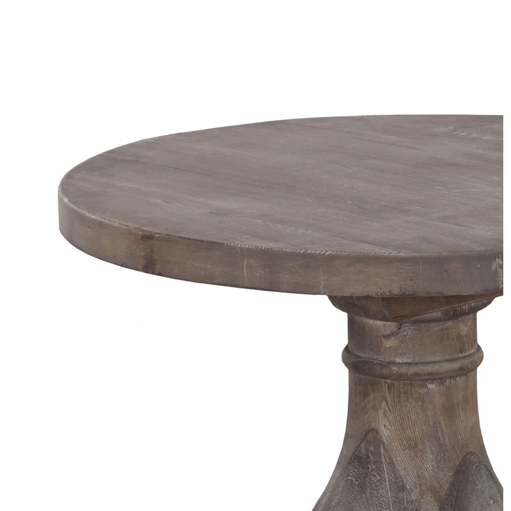 Brown Round Wood End Table with Pedestal Base S9039