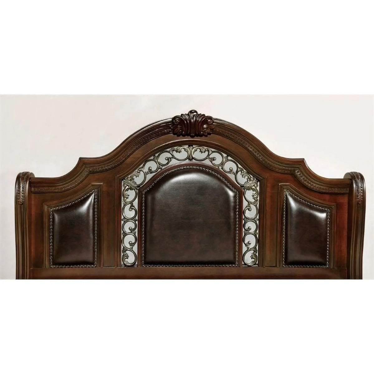 Solid Wood Panel King Bed with Faux Leather T481