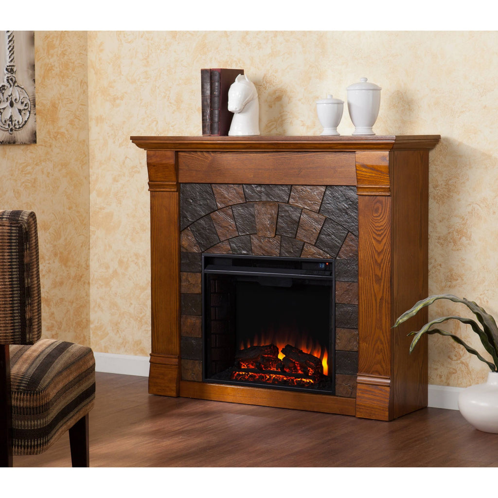Antique Oak Electric Fireplace L912738