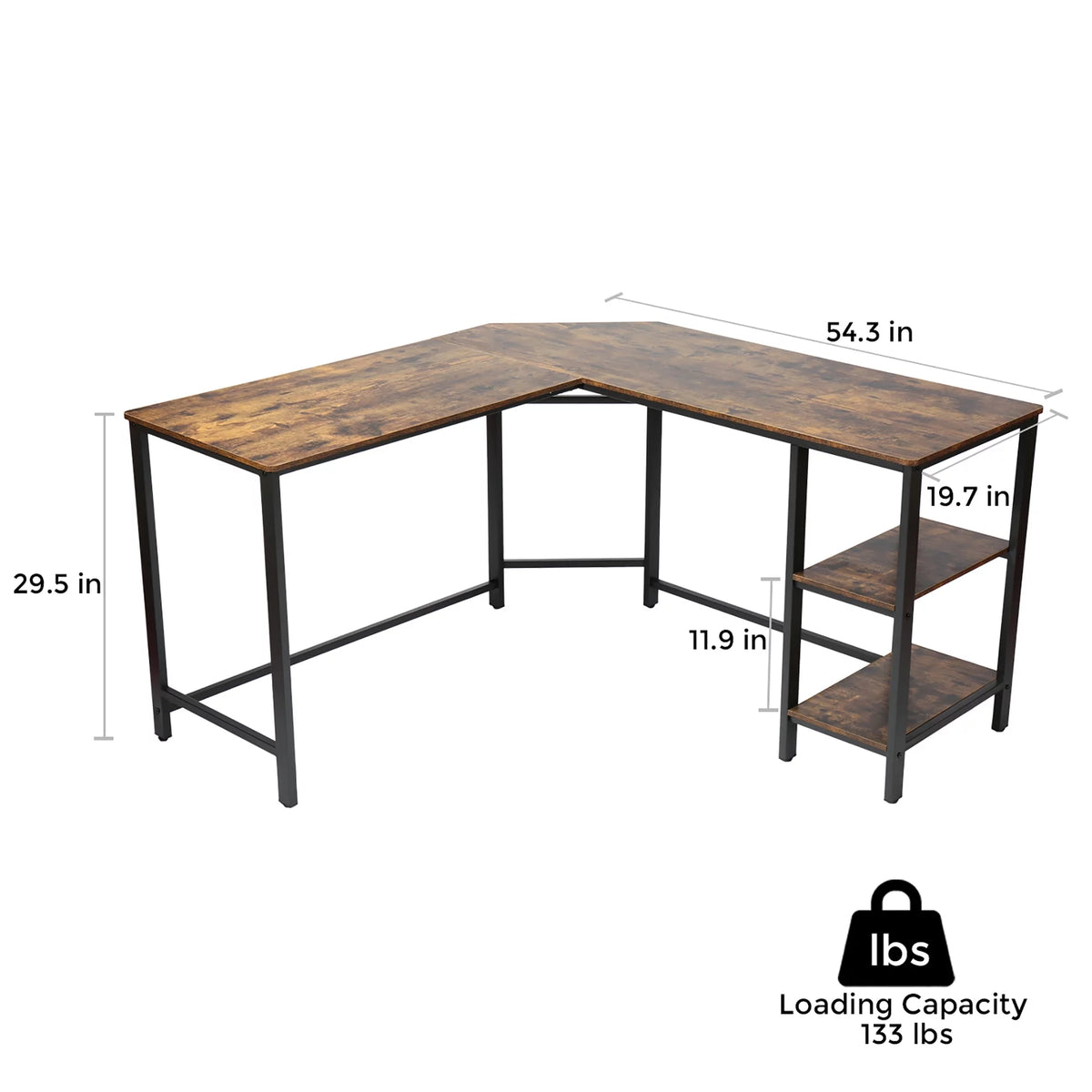 L Shaped Corner Computer Desk 54.3 inch with Storage Shelf R327188