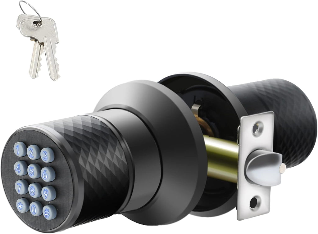 Black Door Knob with Keypad, Auto Lock, Pack of 2 Z7980