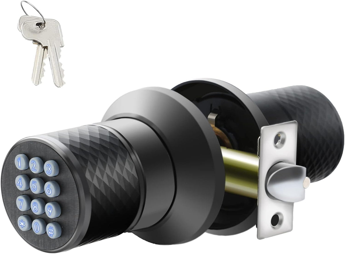 Black Door Knob with Keypad, Auto Lock, Pack of 2 Z7980