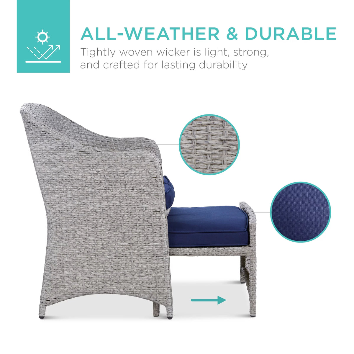 5-Piece Outdoor Wicker Patio Furniture Set with Storage Table L670