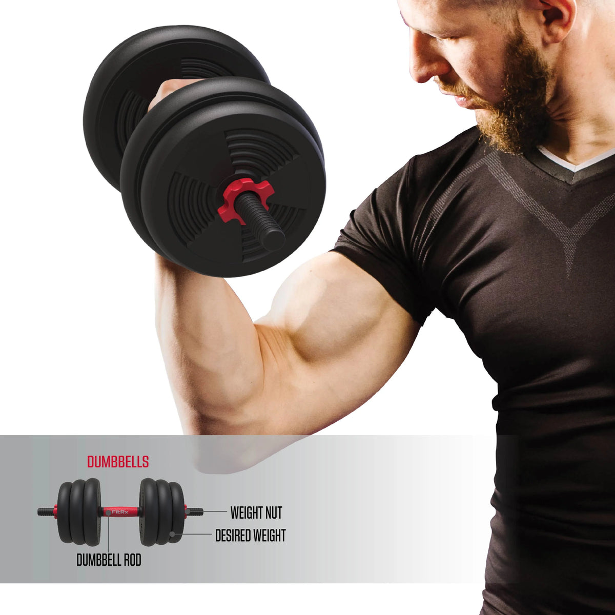 60 lbs Adjustable Dumbbell, Barbell, and Kettlebell Weight Set U6572