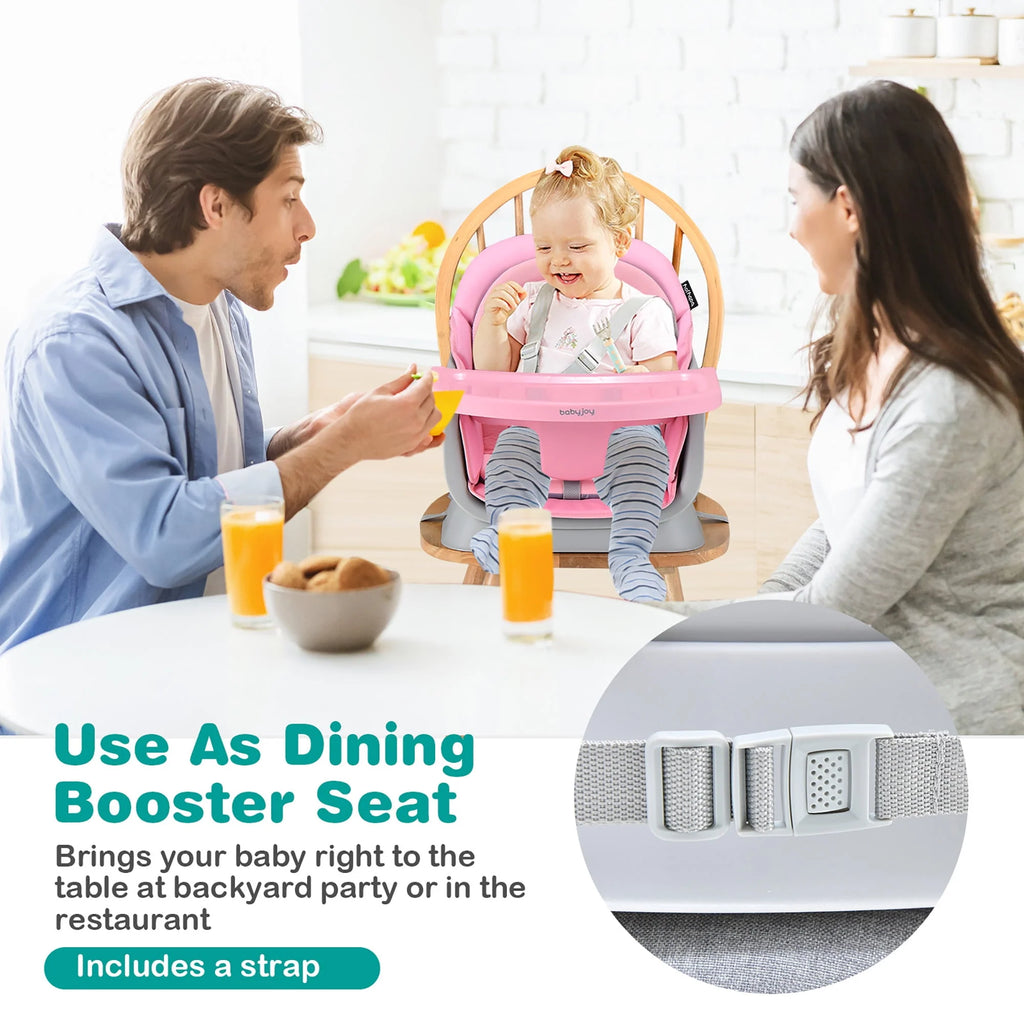 8-in-1 Convertible High Chair Booster Seat with Removable Tray Yellow C581