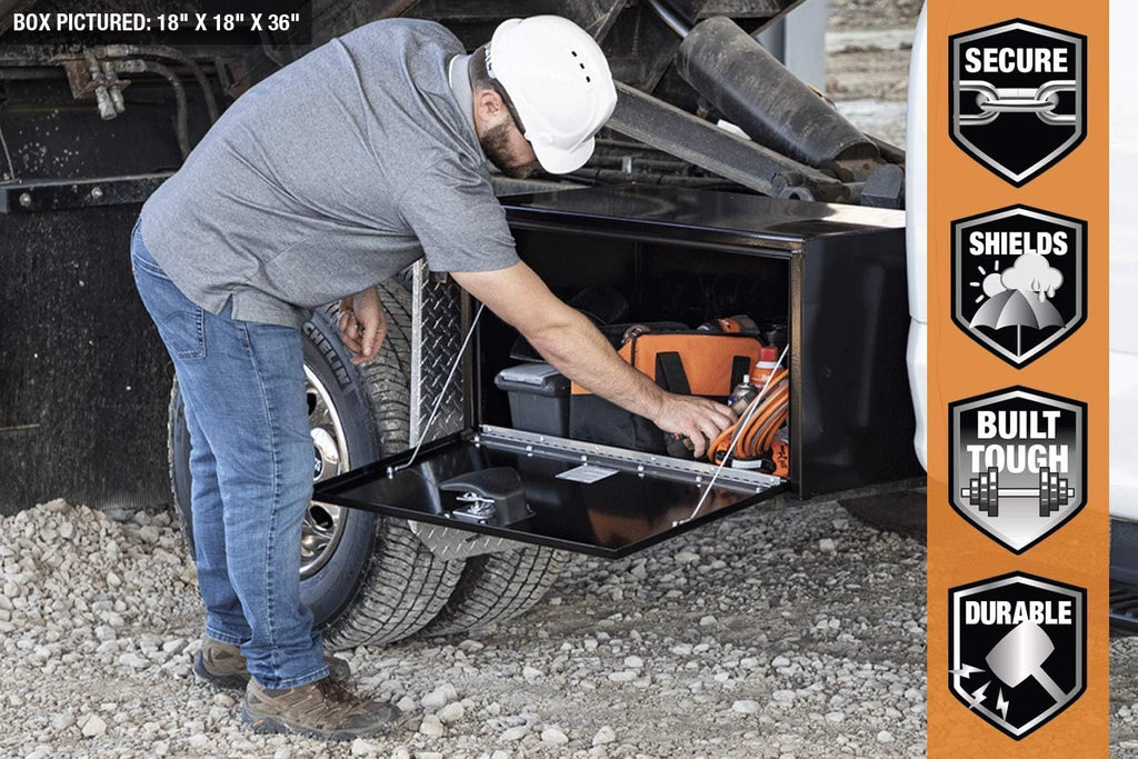Black Steel Underbody Truck Box with T-Handle Latch, 14 x 16 x 24 Inch P1672