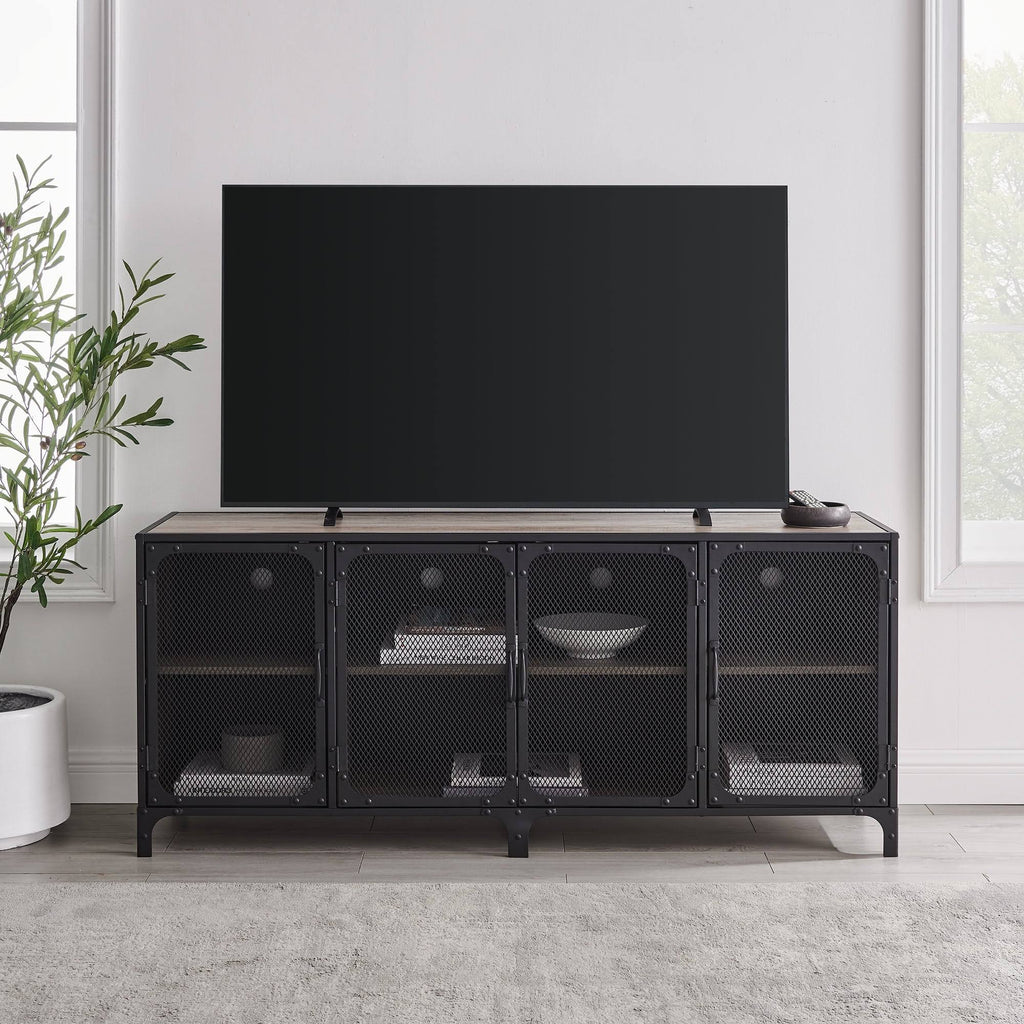 Grey Wash Industrial TV Stand Console B88936