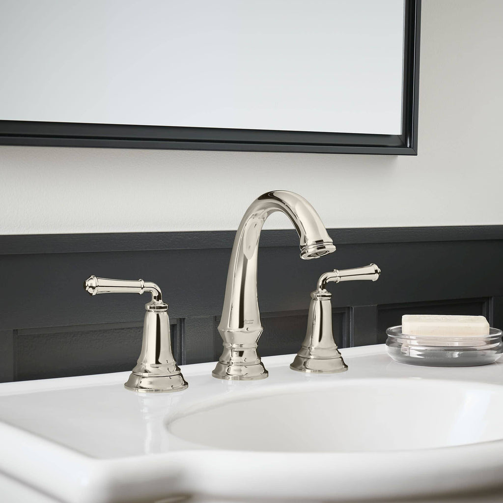 Polished Chrome Widespread Bathroom Faucet with Pop-Up Drain I55455