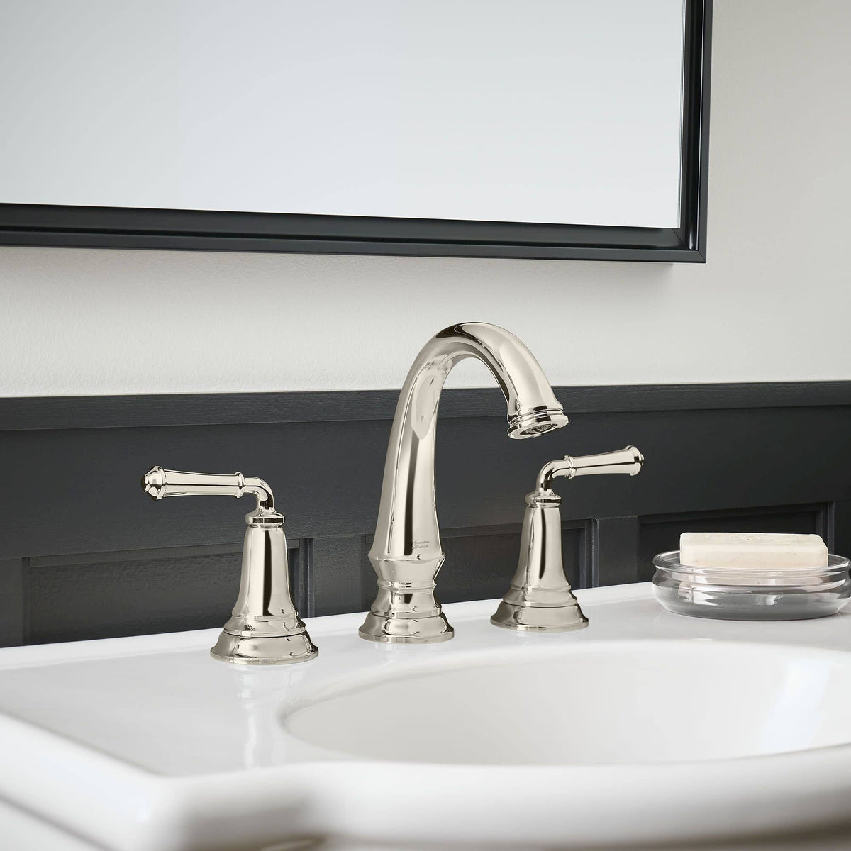 Polished Chrome Widespread Bathroom Faucet with Pop-Up Drain I55455