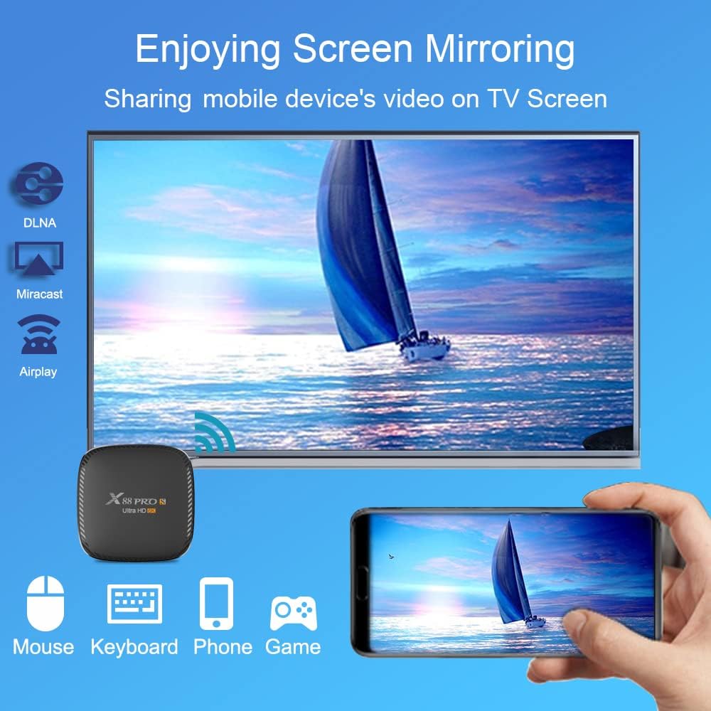 Smart TV Box with Mini Wireless Backlit Keyboard, 4G RAM 64G ROM, USB 3.0, Ultra HD 6K, HDR 10+, Dual Band WiFi, BT4.2, Android 11.0, Pack of 2 B812